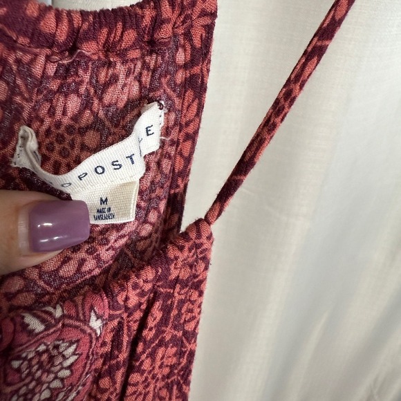 Aeropostale Womens Burgundy Paisley Floral Tie Back Boho Summer Romper Medium - Picture 6 of 6